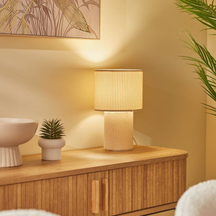 Lampe à poser côtelée Jolina H28 ivoire Atmosphera  - Le Dépôt Bailleul