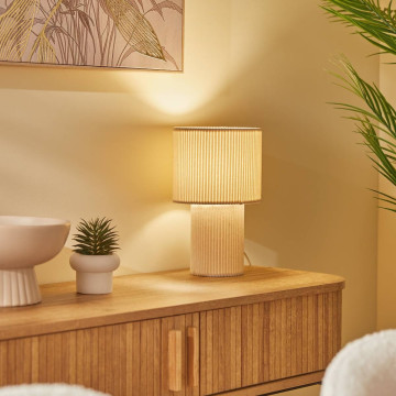 Lampe à poser côtelée Jolina H28 ivoire Atmosphera  - Le Dépôt Bailleul