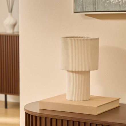 Lampe à poser côtelée Jolina H28 ivoire Atmosphera  - Le Dépôt Bailleul