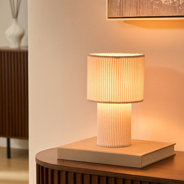 Lampe à poser côtelée Jolina H28 ivoire Atmosphera  - Le Dépôt Bailleul