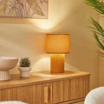 Lampe à poser côtelée Jolina H28 ocre Atmosphera  - Le Dépôt Bailleul