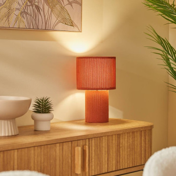 Lampe à poser côtelée Jolina H28 terracotta Atmosphera  - Le Dépôt Bailleul