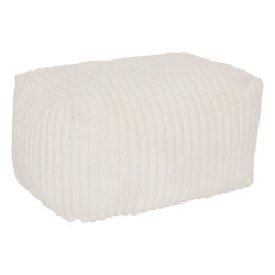 Pouf XL compressé Muzi fourrure côtelée blanc Atmosphera - Le Dépôt Bailleul