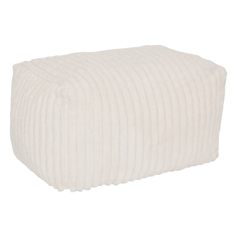 Pouf XL compressé Muzi fourrure côtelée blanc Atmosphera - Le Dépôt Bailleul