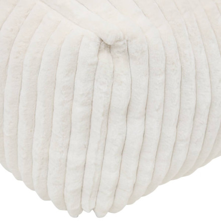Pouf XL compressé Muzi fourrure côtelée blanc Atmosphera - Le Dépôt Bailleul