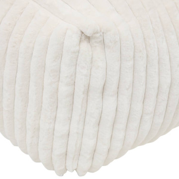 Pouf XL compressé Muzi fourrure côtelée blanc Atmosphera - Le Dépôt Bailleul