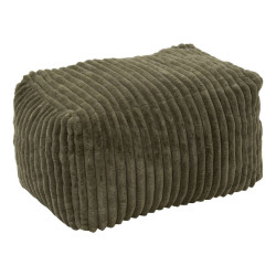 Pouf XL compressé Muzi fourrure côtelée kaki Atmosphera - Le Dépôt Bailleul