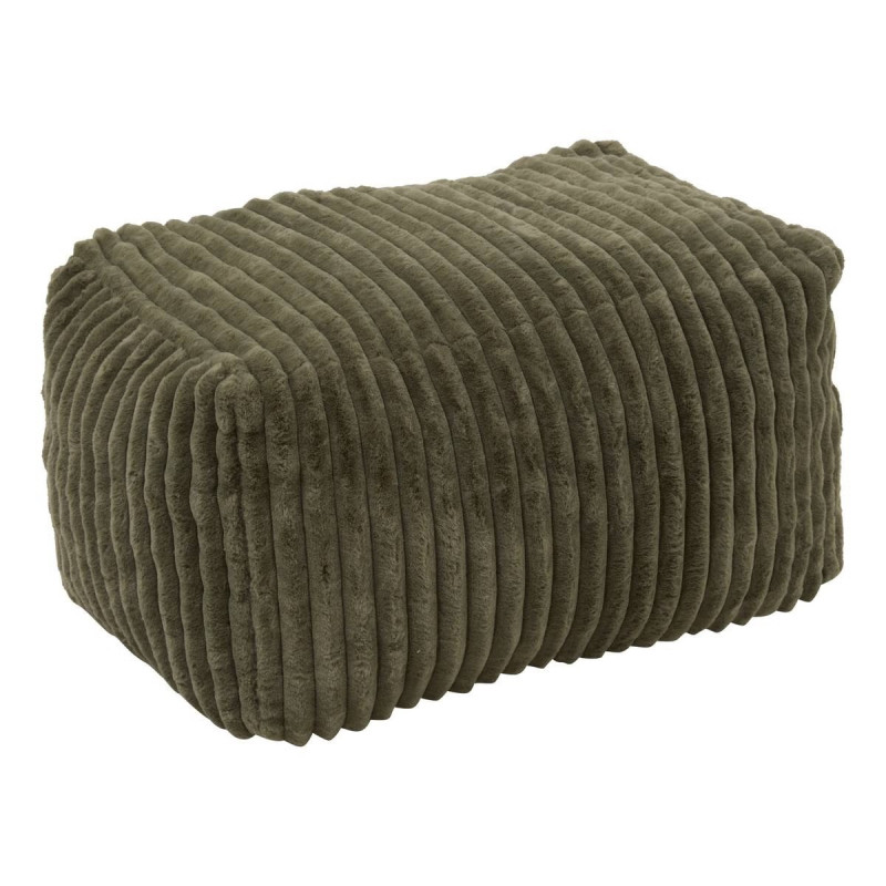 Pouf XL compressé Muzi fourrure côtelée kaki Atmosphera - Le Dépôt Bailleul
