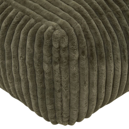 Pouf XL compressé Muzi fourrure côtelée kaki Atmosphera - Le Dépôt Bailleul