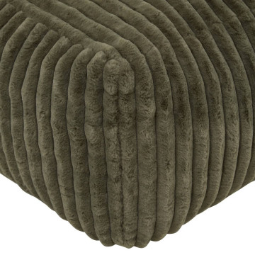 Pouf XL compressé Muzi fourrure côtelée kaki Atmosphera - Le Dépôt Bailleul