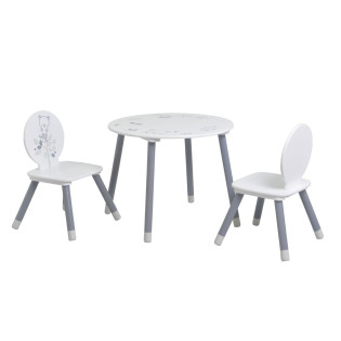 Table + 2 chaises Blanc /...
