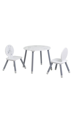 Table + 2 chaises Blanc /...