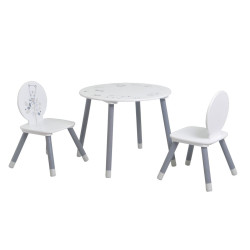 Table et chaises blanc et gris pour vos enfants  - Le Depot Bailleul