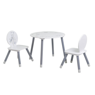 Table et chaises blanc et gris pour vos enfants  - Le Depot Bailleul