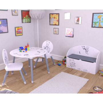 Table et chaises blanc et gris pour vos enfants  - Le Depot Bailleul