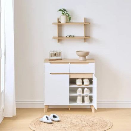Meuble d'entrée Luma multiusage 80 cm bois blanc 5five - Le Dépôt Bailleul