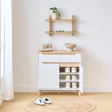 Meuble d'entrée Luma multiusage 80 cm bois blanc 5five - Le Dépôt Bailleul