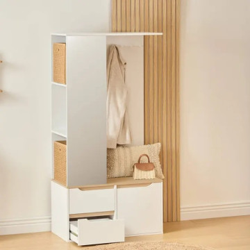 Vestiaire avec miroir Luma 170 cm bois blanc 5five - Le Dépôt Bailleul