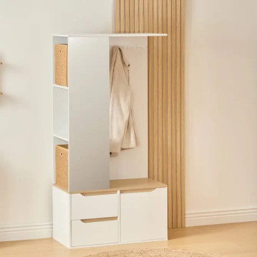 Vestiaire avec miroir Luma 170 cm bois blanc 5five - Le Dépôt Bailleul