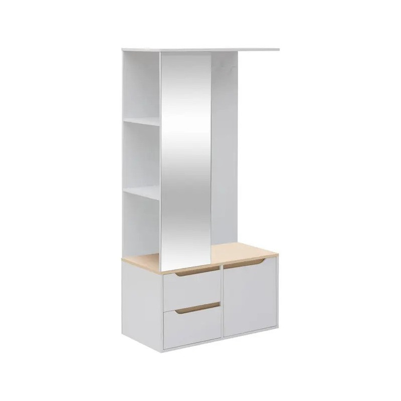 Vestiaire avec miroir Luma 170 cm bois blanc 5five - Le Dépôt Bailleul