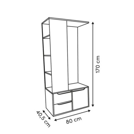 Vestiaire avec miroir Luma 170 cm bois blanc 5five - Le Dépôt Bailleul
