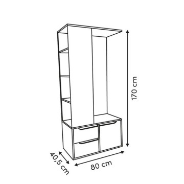 Vestiaire avec miroir Luma 170 cm bois blanc 5five - Le Dépôt Bailleul