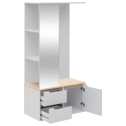 Vestiaire avec miroir Luma 170 cm bois blanc 5five - Le Dépôt Bailleul