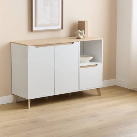Buffet 2 portes 1 tiroir Luma 120 cm blanc 5five - Le Dépôt Bailleul