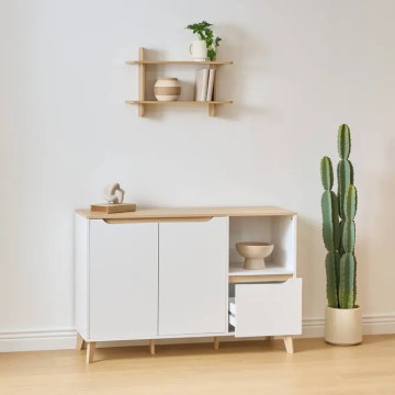 Buffet 2 portes 1 tiroir Luma 120 cm blanc 5five - Le Dépôt Bailleul