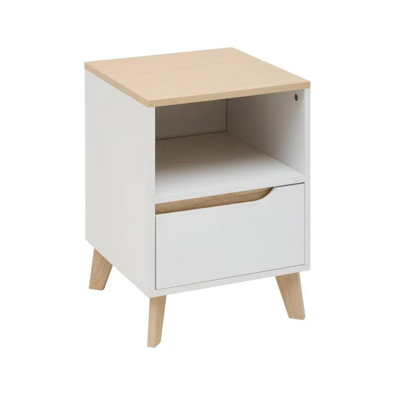 Chevet 1 tiroir Luma 55 cm blanc 5five - Le Dépôt Bailleul