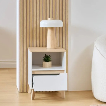 Chevet 1 tiroir Luma 55 cm blanc 5five - Le Dépôt Bailleul