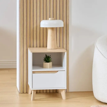 Chevet 1 tiroir Luma 55 cm blanc 5five - Le Dépôt Bailleul