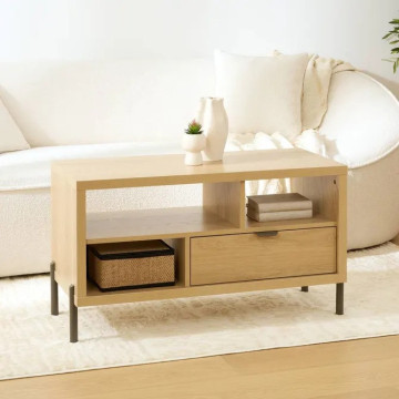 Table basse 1 tiroir Alvo 92,5 cm MDF naturel 5five - Le Dépôt Bailleul