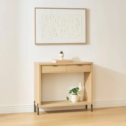 Console 2 tiroirs Alvo 92,5 cm MDF naturel 5five - Le Dépôt Bailleul