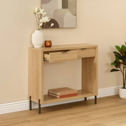 Console 2 tiroirs Alvo 92,5 cm MDF naturel 5five - Le Dépôt Bailleul