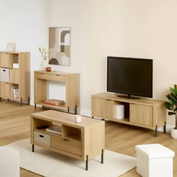 Meuble TV Alvo 122,5 cm MDF naturel 5five - Le Dépôt Bailleul