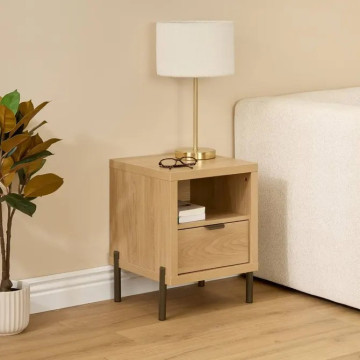 Table de chevet Alvo 1 tiroir 50,5 cm MDF naturel 5five - Le Dépôt Bailleul
