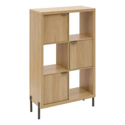 Etagère 6 cases 3 portes Alvo 116,5 cm MDF naturel 5five - Le Dépôt Bailleul