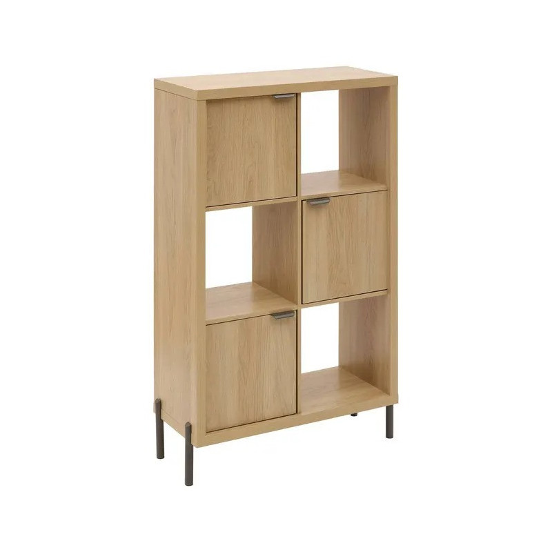 Etagère 6 cases 3 portes Alvo 116,5 cm MDF naturel 5five - Le Dépôt Bailleul