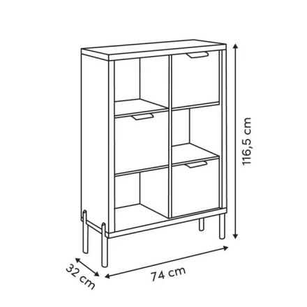Etagère 6 cases 3 portes Alvo 116,5 cm MDF naturel 5five - Le Dépôt Bailleul