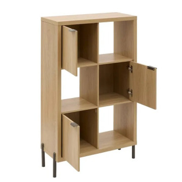 Etagère 6 cases 3 portes Alvo 116,5 cm MDF naturel 5five - Le Dépôt Bailleul