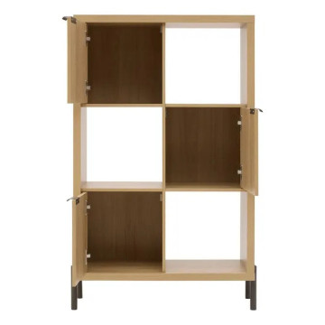 Etagère 6 cases 3 portes Alvo 116,5 cm MDF naturel 5five - Le Dépôt Bailleul