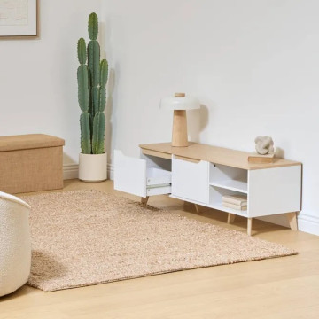 Meuble TV 2 tiroirs Luma 120 cm blanc 5five - Le Dépôt Bailleul