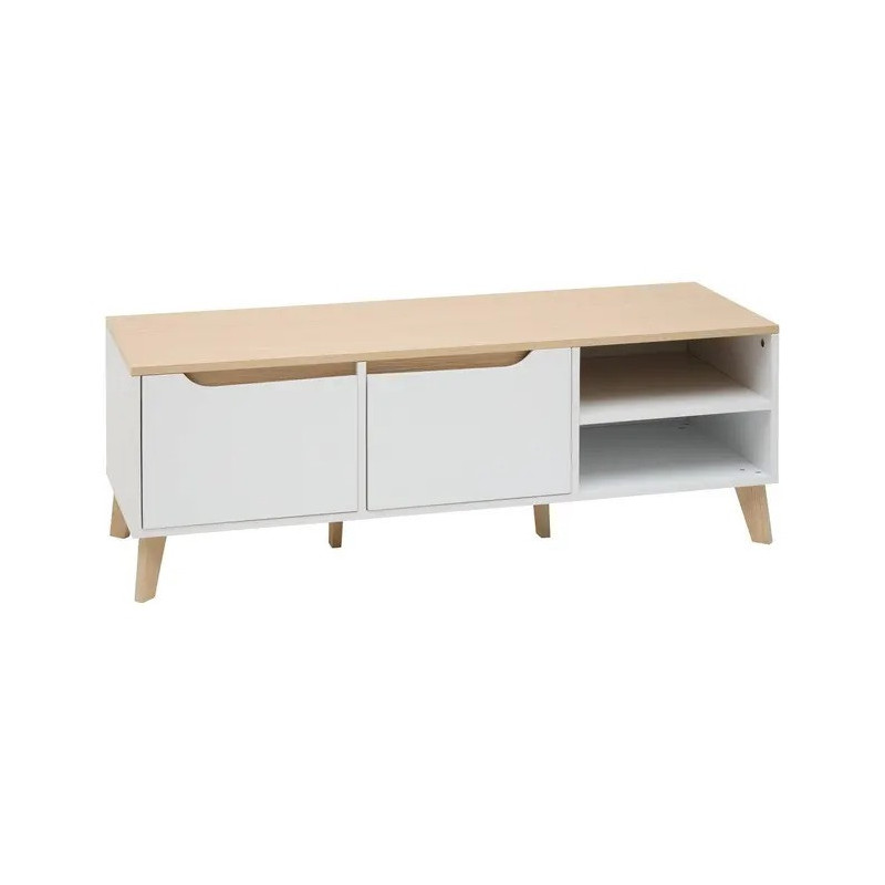 Meuble TV 2 tiroirs Luma 120 cm blanc 5five - Le Dépôt Bailleul