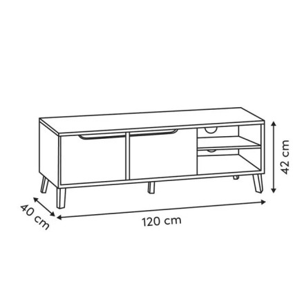 Meuble TV 2 tiroirs Luma 120 cm blanc 5five - Le Dépôt Bailleul
