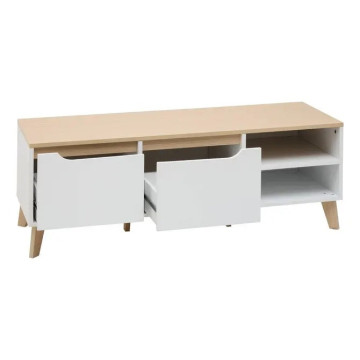 Meuble TV 2 tiroirs Luma 120 cm blanc 5five - Le Dépôt Bailleul