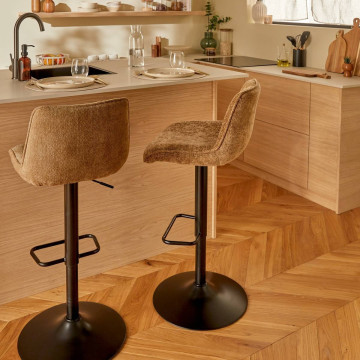 Tabouret de bar pivotant ajustable Cirea chenille bronze Atmosphera - Le Dépôt Bailleul