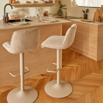 Tabouret de bar pivotant ajustable Cirea chenille beige/beige Atmosphera - Le Dépôt Bailleul
