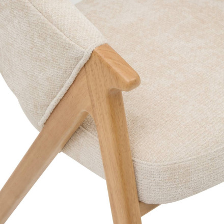 Fauteuil repas Amza chenille ivoire pieds bois naturel Atmosphera - Le Dépôt Bailleul