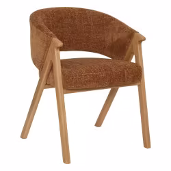 Fauteuil repas Amza chenille bronze pieds bois naturel Atmosphera - Le Dépôt Bailleul